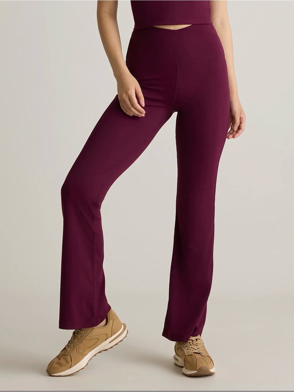 Quince High-Rise Flare Leggings in Deep Wine